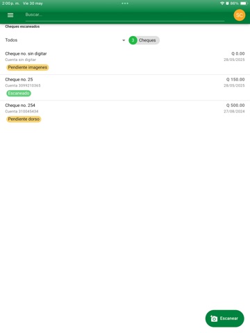 Cheques - Caja Banrural iPad screenshot