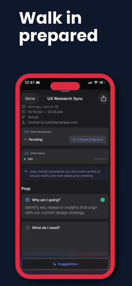 Intent - 商务日历  - 会前准备应用截图