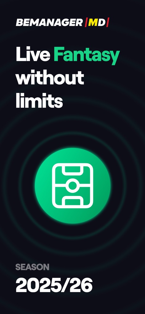 BEMANAGER - Fantasy Soccer - Cet outil offre une immersion instantanée dans le monde du football fantasy, avec un aperçu de la saison 2025/26 et un design épuré qui met l'accent sur l'accessibilité.