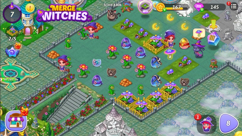 Merge Witches-Fun Puzzle Game screenshot 1