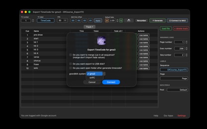 Export TimeCode for gma3 screenshot 2
