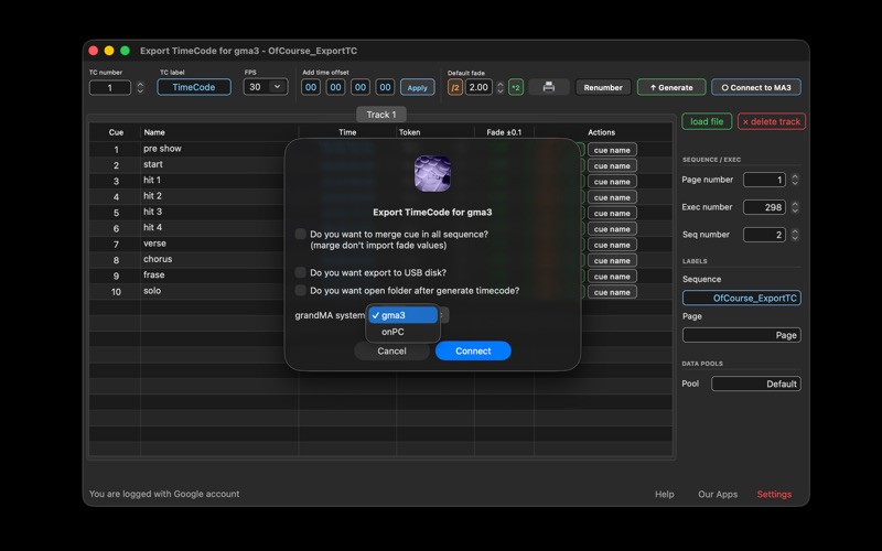 Screenshot #2 pour Export TimeCode for gma3