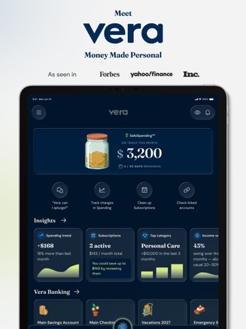 Vera AI, Money Made Personal iPad screenshot