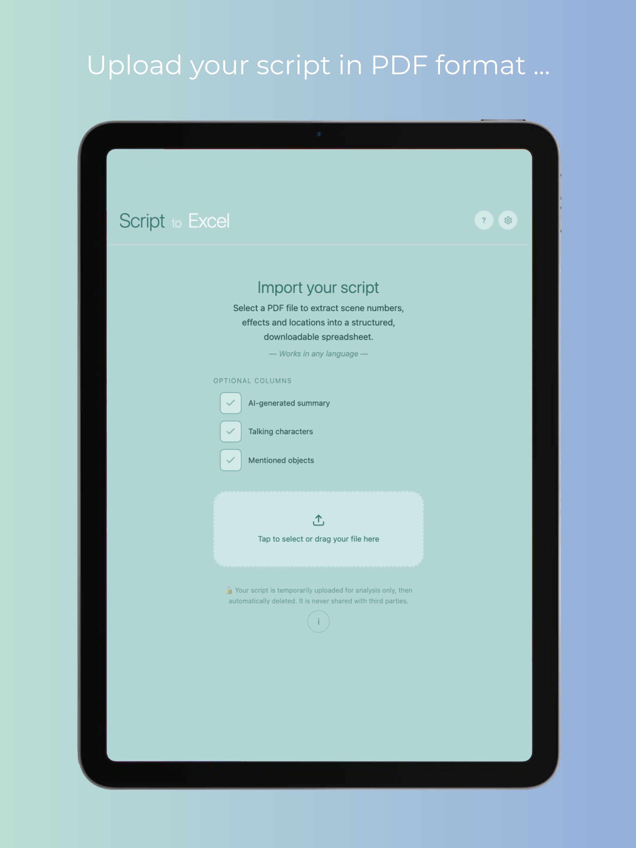 Script to Excel