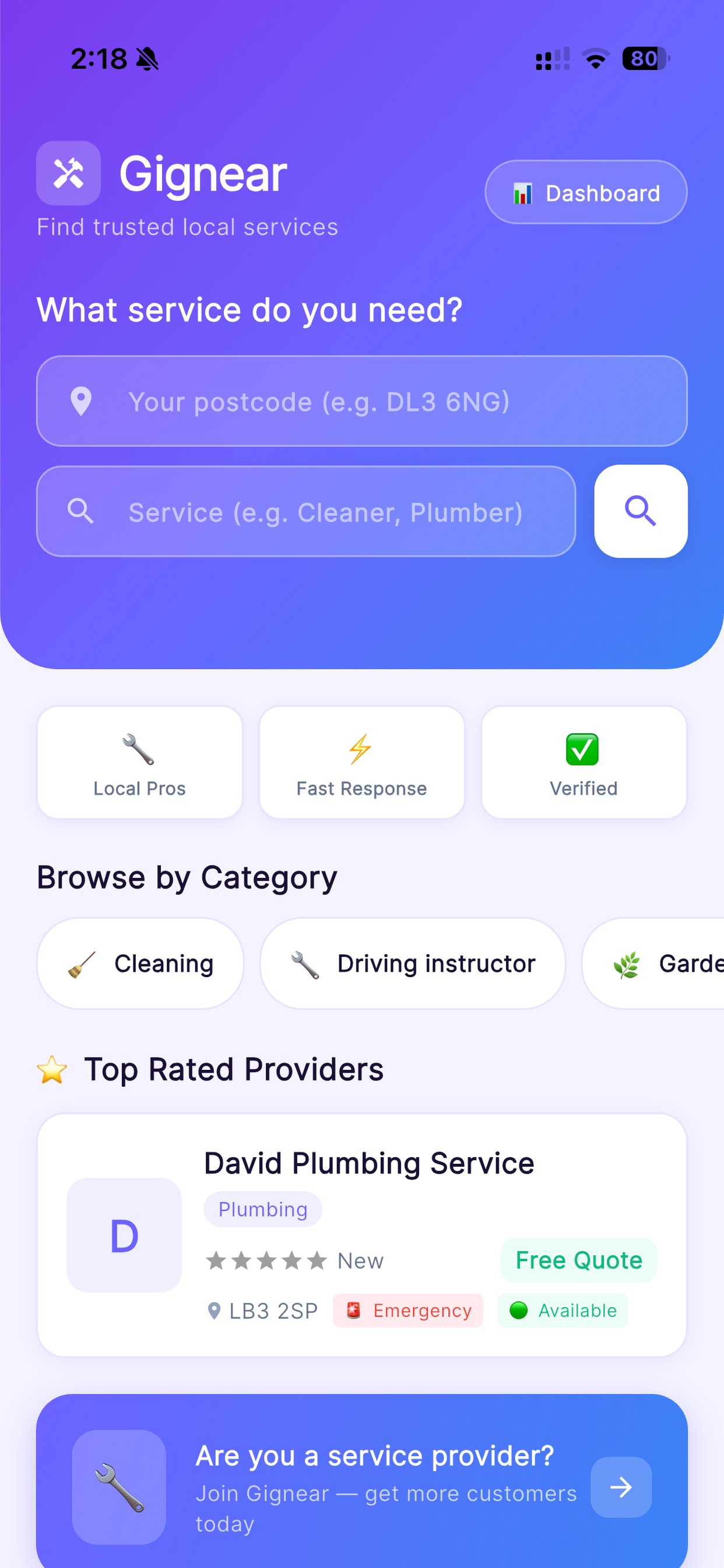 Screenshot 2 of Gignear Local Services