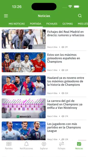 Captura de pantalla de BeSoccer Plus en iPhone 5