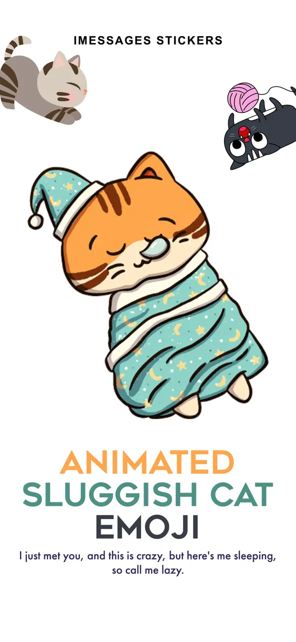 Screenshot #1 pour Animated Sluggish Cat Emoji