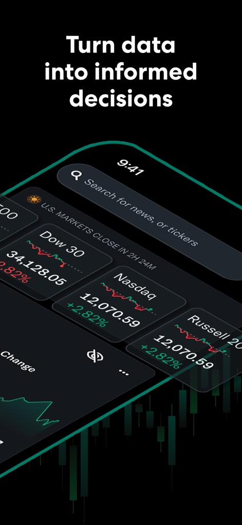 Yahoo Finance: Stocks & News - Nutzer erhalten eine sofortige Übersicht über wichtige Marktindizes wie den "Dow 30" und den "Nasdaq", inklusive deren aktueller Werte und täglicher prozentualer Veränderungen.