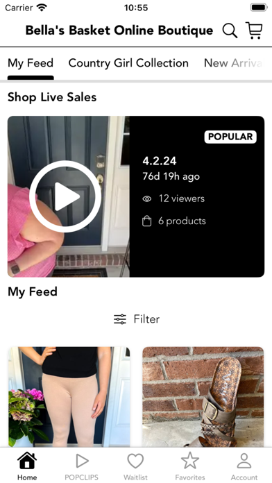 Bella's Basket Online Boutique Screenshot