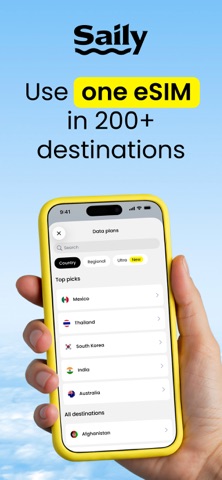 Saily: eSIM Data for Travel app screenshot