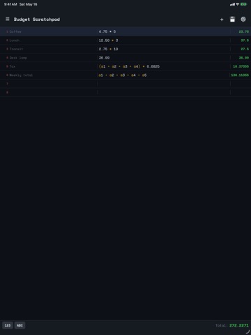 Easy Note Calc iPad screenshot