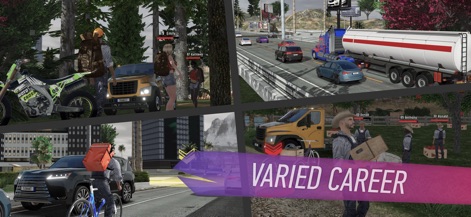 ONE LION - ROLE PLAY SIMULATOR - This tool showcases the array of available professions, from delivering parcels on a bicycle to driving heavy trucks, demonstrating the rich job system.