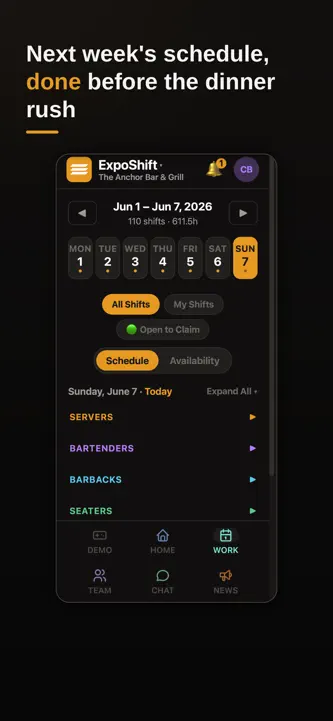 ExpoShift: Restaurant Shifts screenshot 1