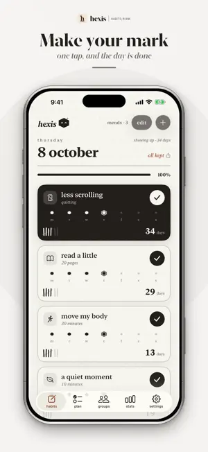 Habit Tracker Journal: Hexis screenshot 1