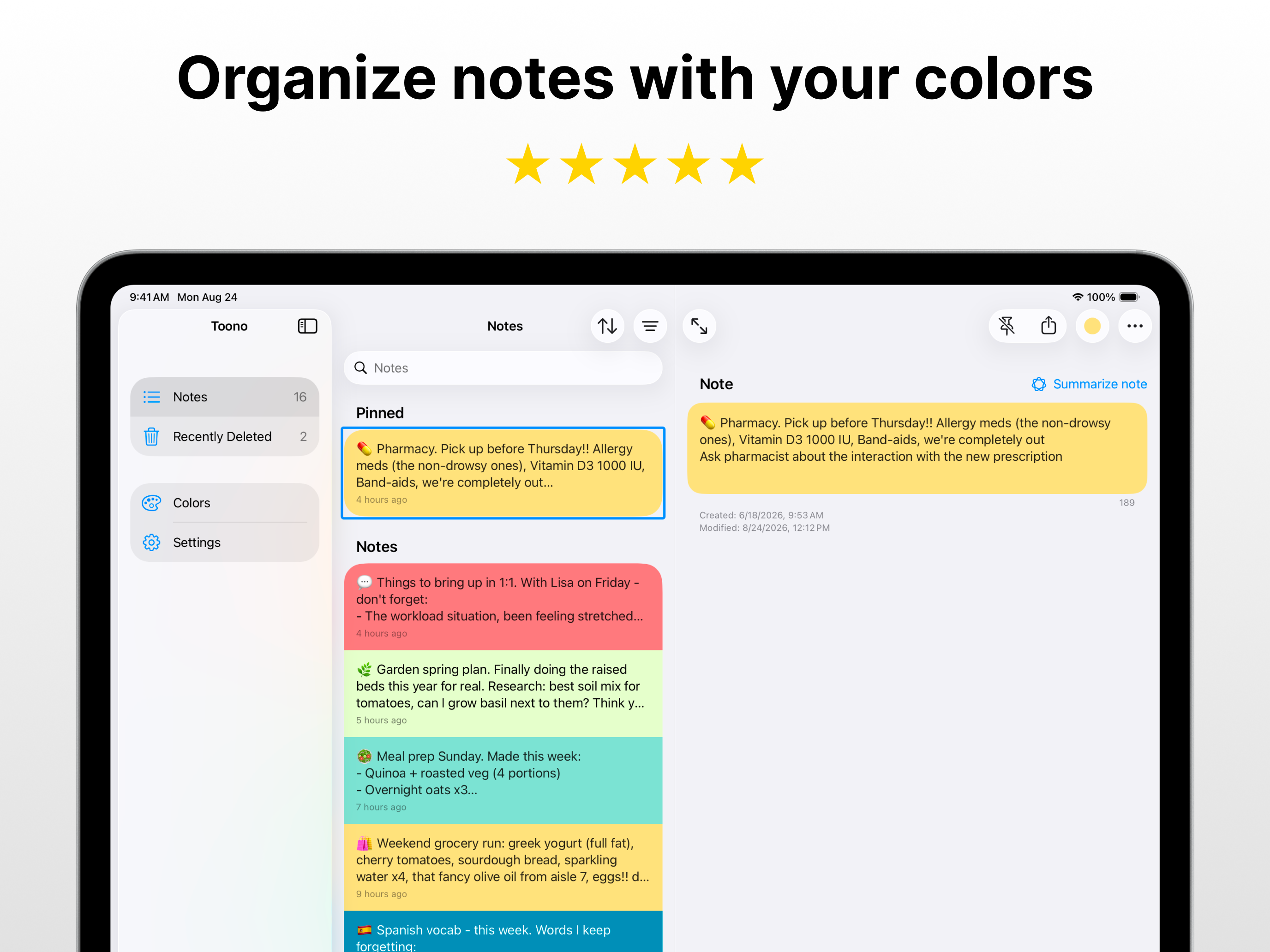 Notes by Color - Toono screenshot 11