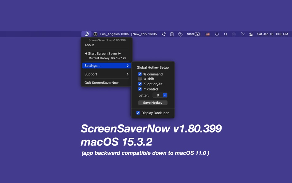 #1. Screensaver Now (macOS) Podle: Jiulong Zhao