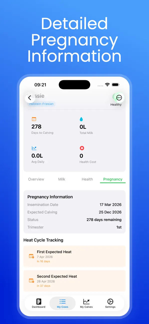Cow Gestation Calculator iOS app screenshot showing feature 3