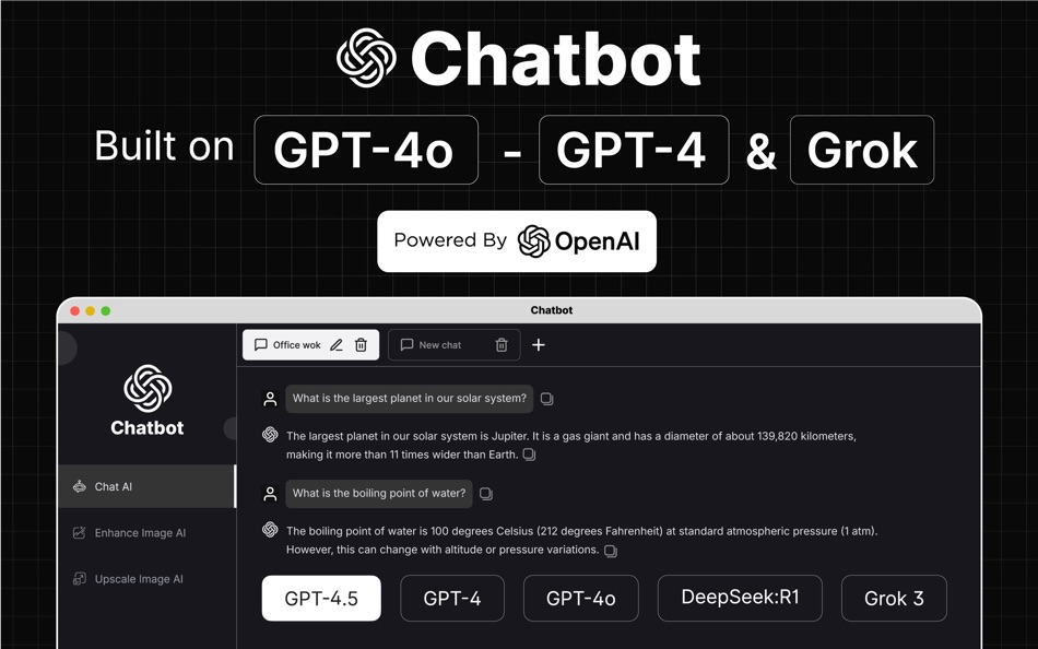 #1. Chatbot: Open Ask AI Chat Bot (macOS) Podle: Fatima Ijaz