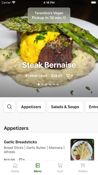 Tarantino's Vegan iPhone screenshot 2 - Food & Drink app