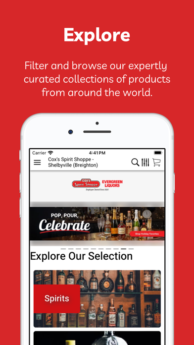 Cox's and Evergreen Liquors iPhone screenshot 1 - Shopping app