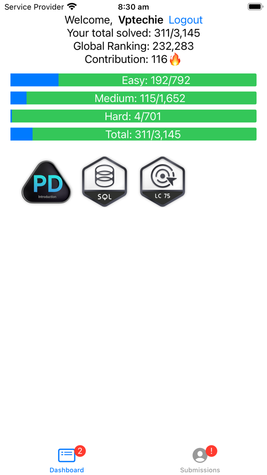#3. Leetcode Profile Visaulisation (iOS) 由: Bowen Chang pty ltd