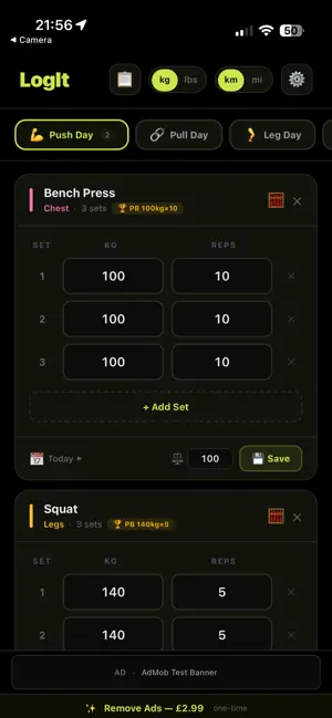 LogIt - The Ultimate Gym Log screenshot 2