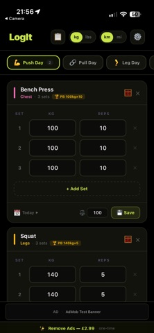 LogIt - The Ultimate Gym Log screenshot