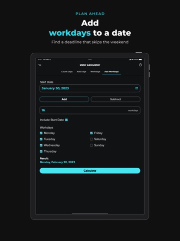 Date & Time Calculator: Days iPad screenshot