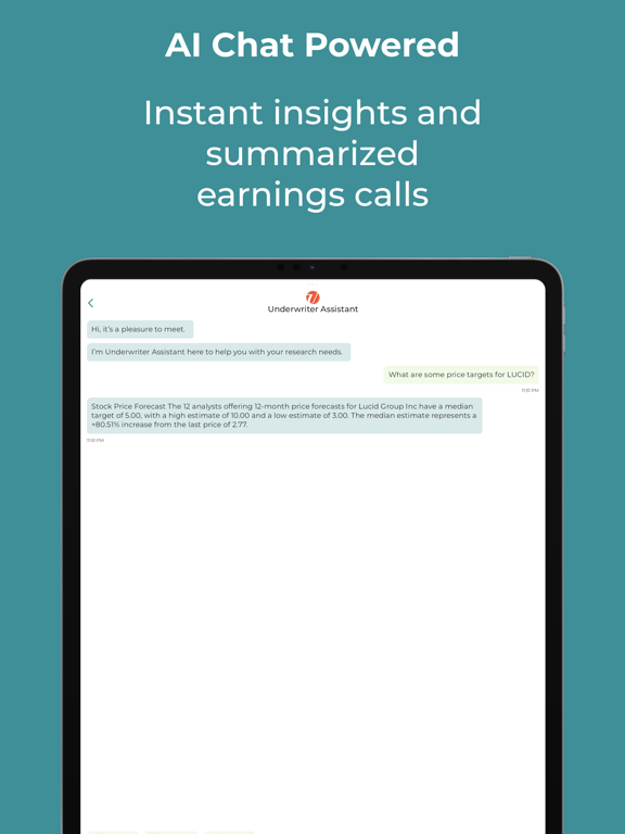 Underwriter AI: Learn Stocks iPad screenshot 1 - Finance app