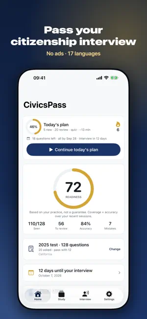 CivicsPass US Citizenship Test screenshot 1