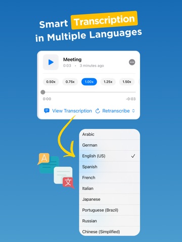 Voice Memos & Transcriber iPad screenshot