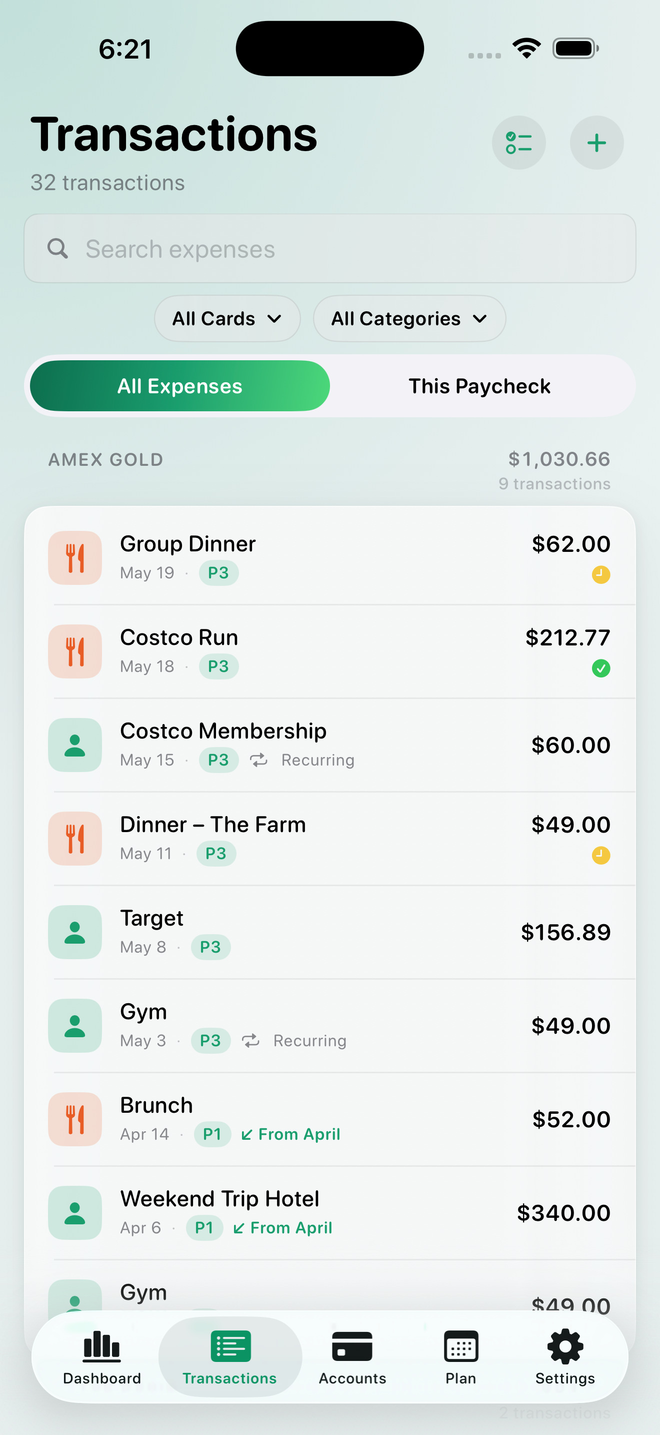 Pebble — Paycheck Budget
