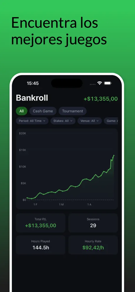 Poker Tracker: Diario Bankroll — captura de pantalla del iPhone 3