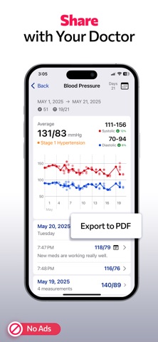 Notes+Reports for Apple Health iPhone screenshot