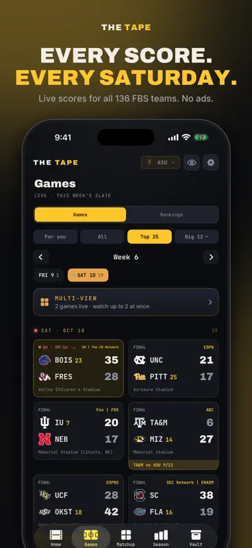 The Tape: CFB Scores & Stats screenshot 1 of 6