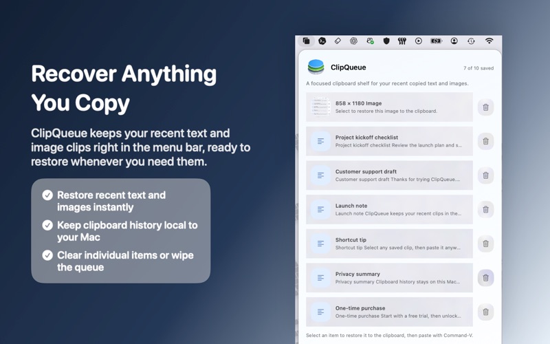 ClipQueue: multiple clipboards iPhone screenshot