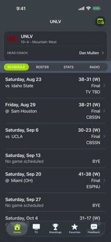 UNLV Football Schedules app screenshot