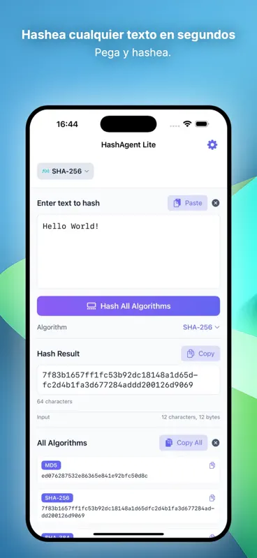 HashAgent Lite for iOS screenshot 2 of 3