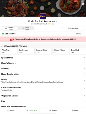 Koshi Bar And Restaurant iPad screenshot