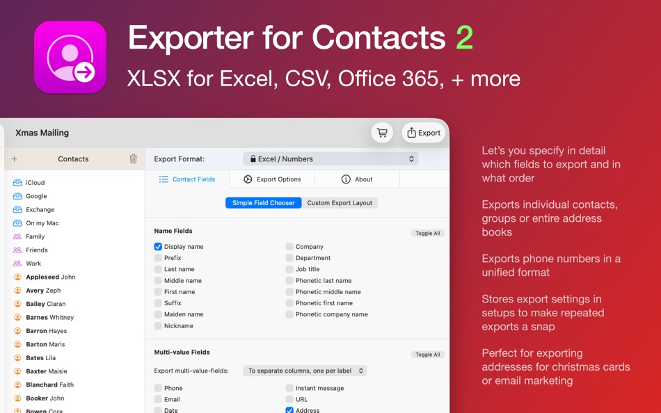 #1. Exporter for Contacts 2 (macOS) 由: Stefan Keller