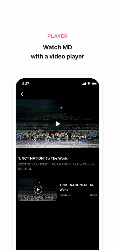 SMTOWN | OFFICIAL - Enjoy exclusive merchandise content directly within the app using the 'PLAYER', streaming videos such as the 'NCT NATION: To The World' concert footage.