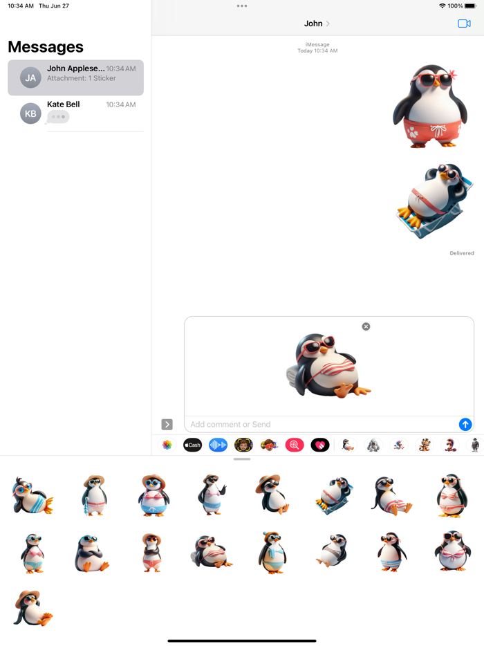 Sunbathing Penguin Stickers