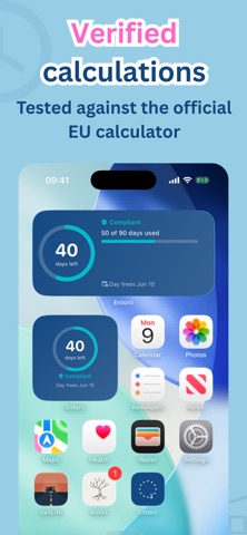 Schengen Calculator - Entorii iPhone screenshot