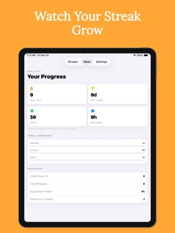 Quit Any Addiction With Streak iPad screenshot