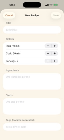 RecipeNote Cookbook iPhone screenshot