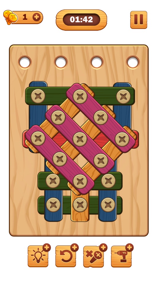 #9. Screw Puzzle: Wood Nut & Bolt™ (iOS) Bởi: ONESOFT GLOBAL PTE. LTD.