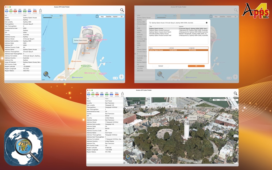 Acana ZIP Code Finder (macOS) Podle: @pps4Me