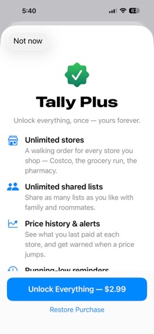 Tally: Smart Grocery List Screenshot 5 of 8