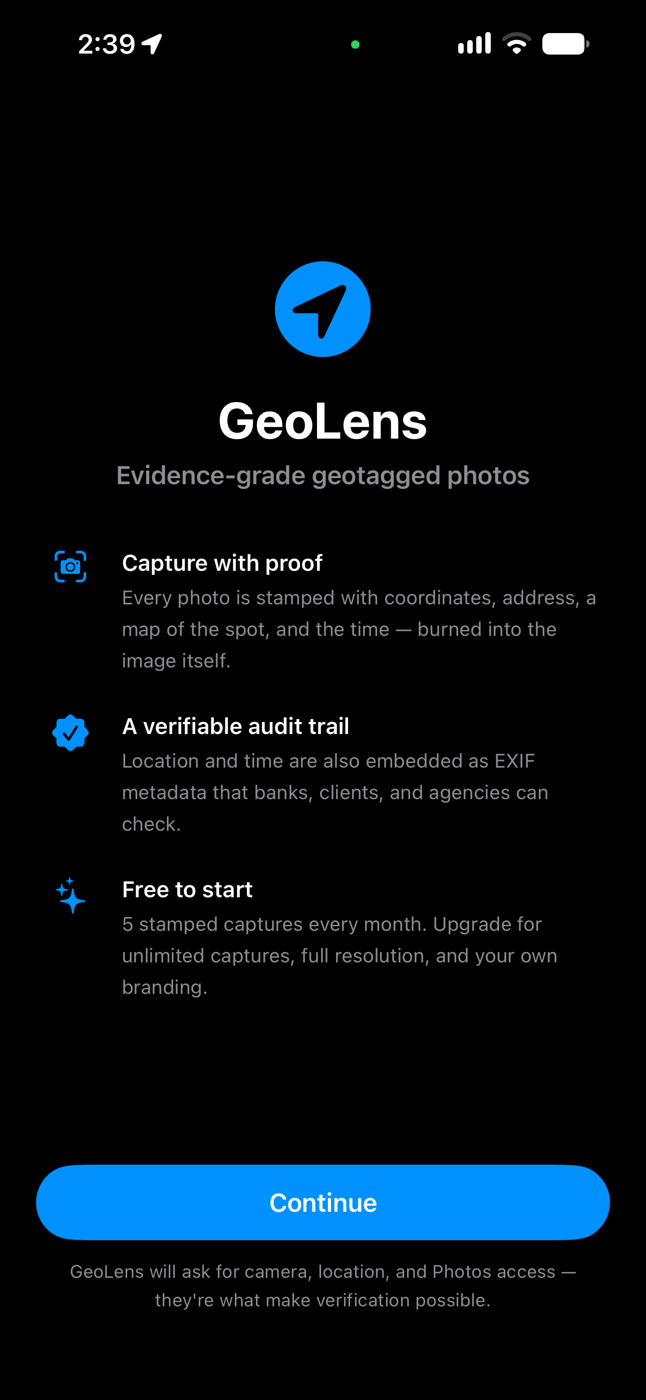 GeoLens — Geotag Camera screenshot 2