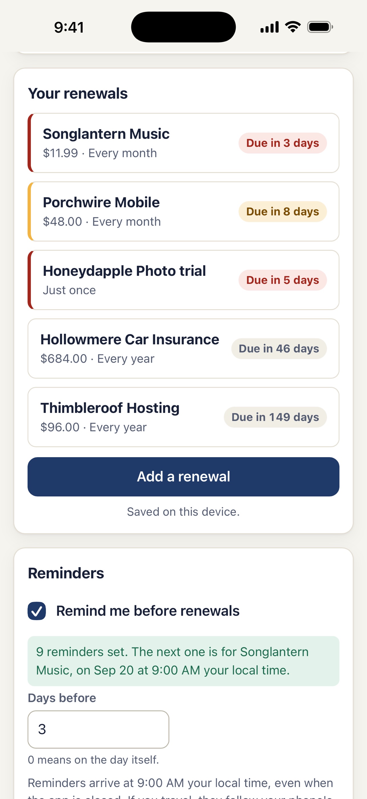 Screenshot 2 of Local Subscriptions & Bills